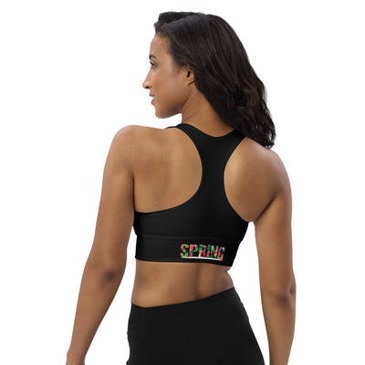 BEAUTIFUL I AM SPRING BLACK Longline Sports Bra