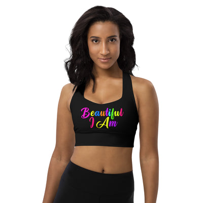 BEAUTIFUL I AM Womens Longline Sports Bra