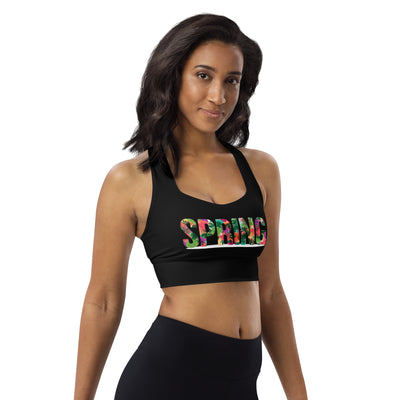 BEAUTIFUL I AM SPRING BLACK Longline Sports Bra