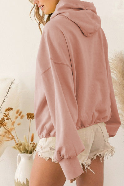 BEAUTIFUL I AM Zip-Up Dropped Shoulder Hoodie