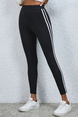 BEAUTIFUL I AM High Waist Striped Cropped Active Wear Leggings