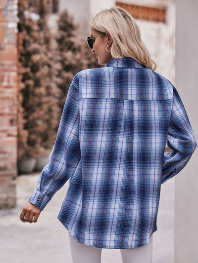 BEAUTIFUL I AM Plaid Dropped Shoulder Longline Shirt