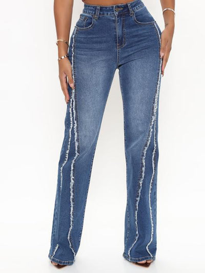 BEAUTIFUL I AM Raw Hem High Waist Jeans