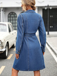 BEAUTIFUL I AM Button Down Long Sleeve Denim Dress