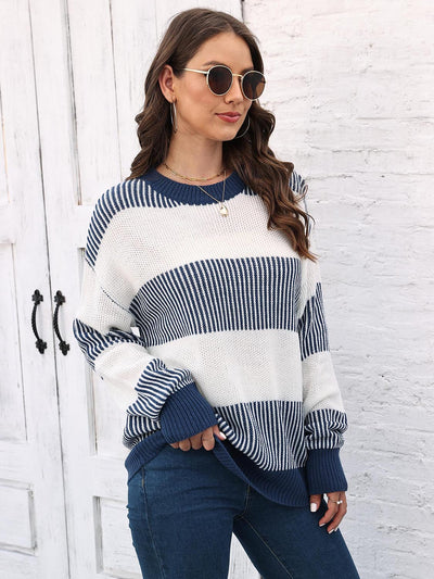 BEAUTIFUL I AM Full Size Round Neck Drop Shoulder Sweater