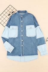 BEAUTIFUL I AM Raw Hem Button Up Denim Jacket with Pockets