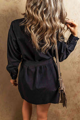 BEAUTIFUL I AM Button Up Collared Neck Denim Dress