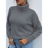 BEAUTIFUL I AM Turtleneck Dropped Shoulder Long Sleeve Sweater