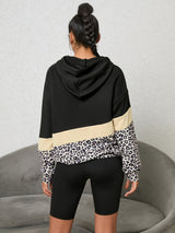 BEAUTIFUL I AM Leopard Color Block Hoodie