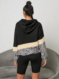 BEAUTIFUL I AM Leopard Color Block Hoodie