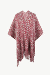 BEAUTIFUL I AM Open Front Fringe Hem Poncho