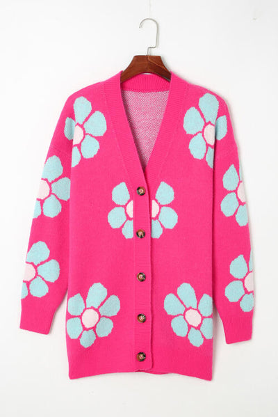 BEAUTIFUL I AM Floral Button-Up V-Neck Cardigan