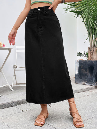 BEAUTIFUL I AM Raw Hem Denim Skirt Dress