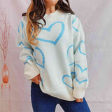 BEAUTIFUL I AM Heart Pattern Long Sleeve Sweater