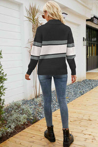 BEAUTIFUL I AM Quarter-Zip Collared Neck Sweater