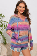 BEAUTIFUL I AM Multicolor Dropped Shoulder Hooded Sweater