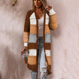 BEAUTIFUL I AM Color Block Open Front Openwork Cardigan