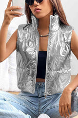 BEAUTIFUL I AM Zip-Up Turtleneck Jacket Vest