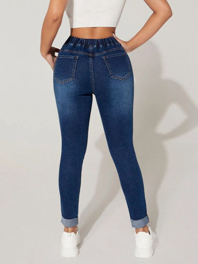 BEAUTIFUL I AM Drawstring Cropped Jeans