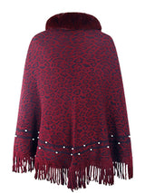 BEAUTIFUL I AM Leopard Fringe Hem Poncho