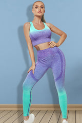 BEAUTIFUL I AM Gradient Sports Tank and Leggings Active Wear Set