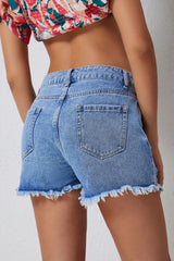 BEAUTIFUL I AM Distressed Raw Hem Denim Shorts