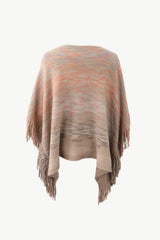 BEAUTIFUL I AM Round Neck Fringe Detail Poncho