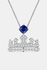 BEAUTIFUL I AM Jewelry Zircon Lab-Grown Sapphire Crown Shape Pendant Necklace