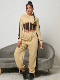 BEAUTIFUL I AM Contrast Sweatshirt and Sweatpants Joggers Set