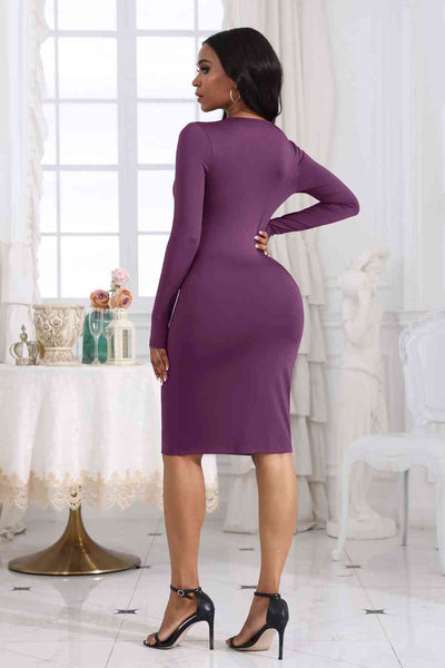 BEAUTIFUL I AM Cutout Twisted Long Sleeve Dress