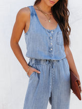 BEAUTIFUL I AM Drawstring Waist Sleeveless Pants Jumpsuit