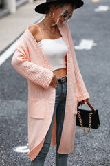 BEAUTIFUL I AM Dropped Shoulder Long Sleeve Cardigan with Pocket