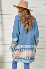 BEAUTIFUL I AM Geometric Open Front Long Sleeve Cardigan