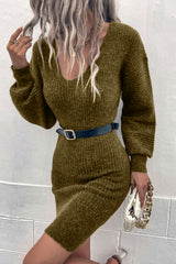 BEAUTIFUL I AM Ribbed Long Sleeve Sweater Dress