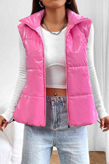 BEAUTIFUL I AM Zip Up Collared Jacket Vest