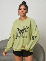 BEAUTIFUL I AM Butterfly Graphic Drop Shoulder Sweatshirt