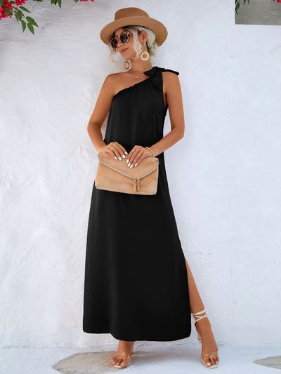 BEAUTIFUL I AM One-Shoulder Slit Maxi Dress