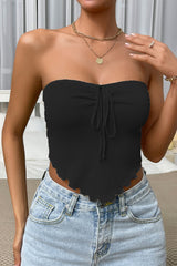 BEAUTIFUL I AM Straight Neck Tie Front Knit Top Shirt