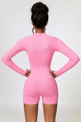 BEAUTIFUL I AM Half Zip Long Sleeve Active Wear Romper