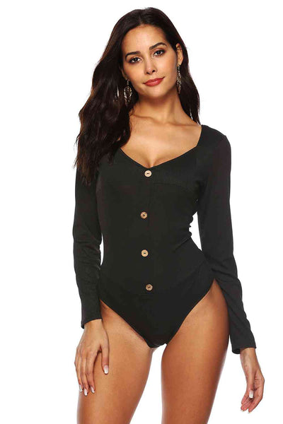 BEAUTIFUL I AM Button Detail Lingerie Bodysuit