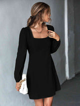 BEAUTIFUL I AM Square Neck Puff Sleeve Mini Dress