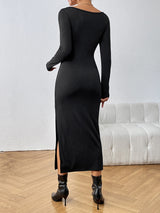 BEAUTIFUL I AM Cutout Drawstring Slit Dress