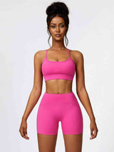 BEAUTIFUL I AM Sport Bra and Wide Waistband Shorts Active Wear Set