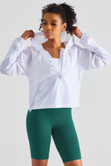 BEAUTIFUL I AM Half-Zip Hooded Sports Active Wear Top