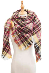 BEAUTIFUL I AM Plaid Raw Hem Polyester Scarf