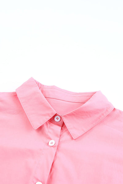 BEAUTIFUL I AM Buttoned Lapel Collar Dropped Shoulder Long Shirt