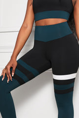 BEAUTIFUL I AM Active Wear Striped Sports Bra and High Waisted Yoga Leggings Set