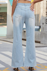 BEAUTIFUL I AM Distressed Buttoned Loose Fit Jeans