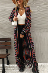 BEAUTIFUL I AM Multicolored Open Front Fringe Hem Cardigan