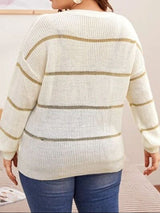 BEAUTIFUL I AM Plus Size Striped Dropped Shoulder Sweater